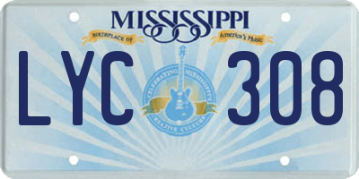 MS license plate LYC308