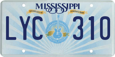 MS license plate LYC310