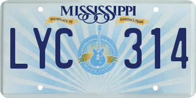 MS license plate LYC314