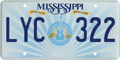 MS license plate LYC322