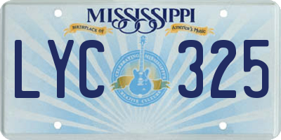 MS license plate LYC325