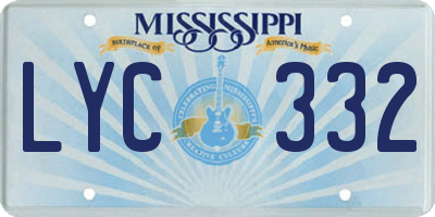 MS license plate LYC332