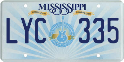MS license plate LYC335