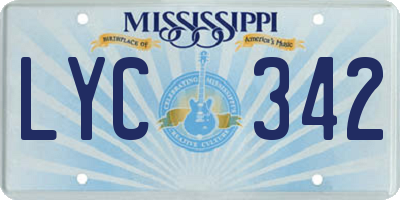 MS license plate LYC342