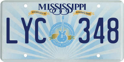 MS license plate LYC348