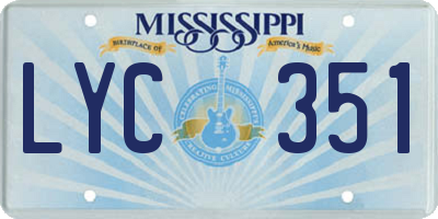 MS license plate LYC351