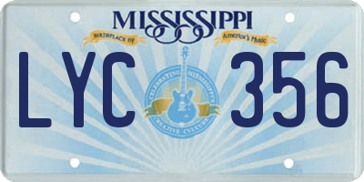 MS license plate LYC356