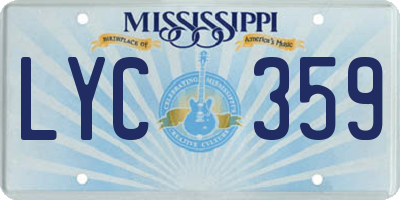 MS license plate LYC359