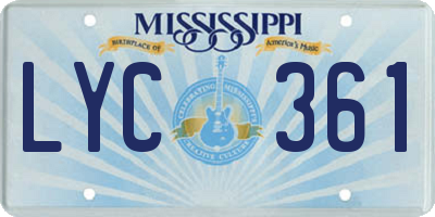 MS license plate LYC361