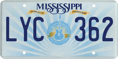 MS license plate LYC362