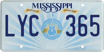 MS license plate LYC365