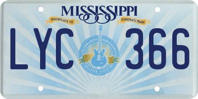 MS license plate LYC366