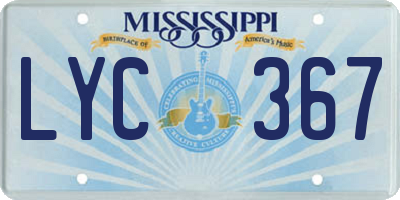 MS license plate LYC367