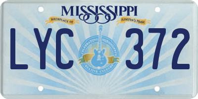 MS license plate LYC372
