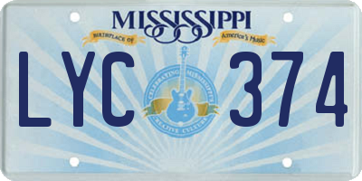 MS license plate LYC374