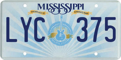 MS license plate LYC375