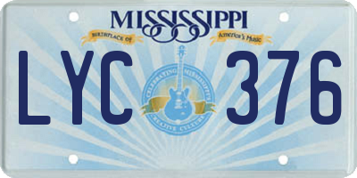 MS license plate LYC376