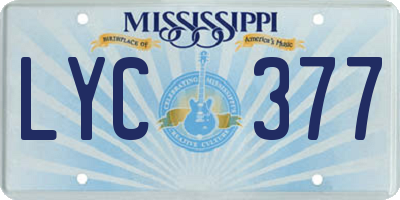 MS license plate LYC377