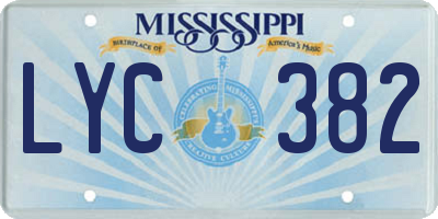 MS license plate LYC382