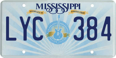MS license plate LYC384
