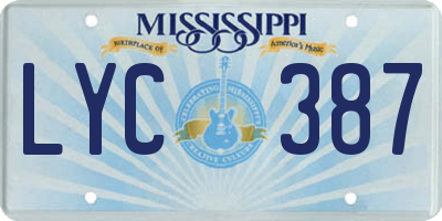 MS license plate LYC387