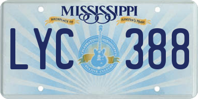 MS license plate LYC388