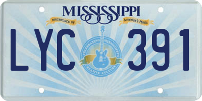 MS license plate LYC391
