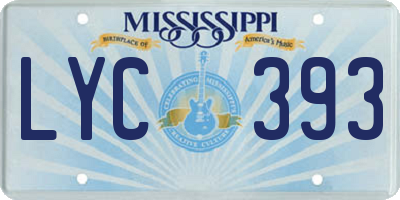 MS license plate LYC393