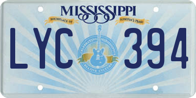 MS license plate LYC394