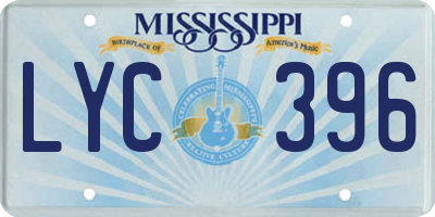 MS license plate LYC396