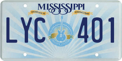 MS license plate LYC401