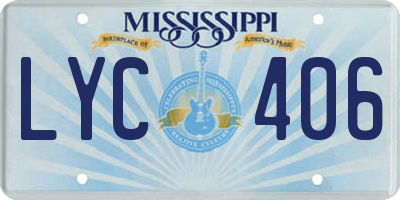 MS license plate LYC406