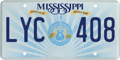 MS license plate LYC408