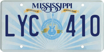 MS license plate LYC410