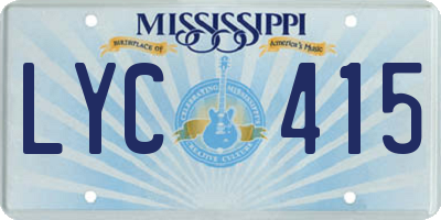 MS license plate LYC415
