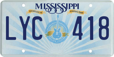 MS license plate LYC418