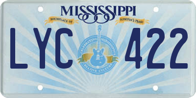 MS license plate LYC422