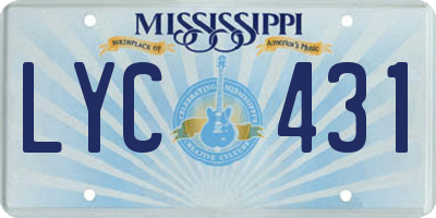 MS license plate LYC431