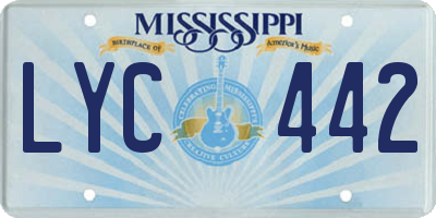 MS license plate LYC442