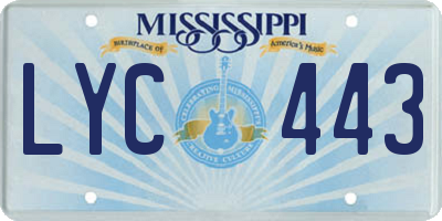 MS license plate LYC443