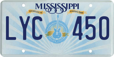 MS license plate LYC450
