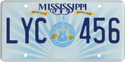 MS license plate LYC456