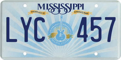 MS license plate LYC457