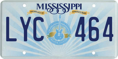 MS license plate LYC464