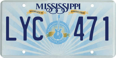 MS license plate LYC471