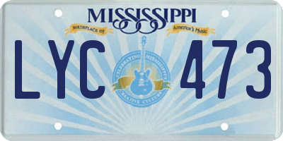 MS license plate LYC473