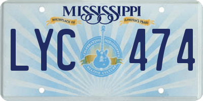 MS license plate LYC474