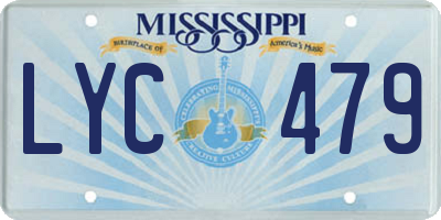 MS license plate LYC479