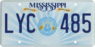 MS license plate LYC485