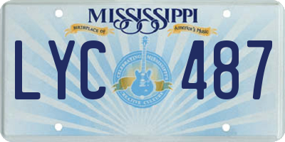 MS license plate LYC487